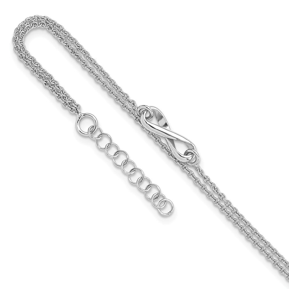 Sterling Silver Rhodium-Plated Infinity 9in. Plus 1in. Ext. Anklet