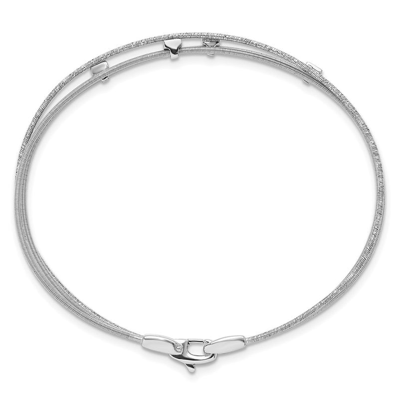 Sterling Silver Rhodium Plated Cz Polished And Textured Bracelet