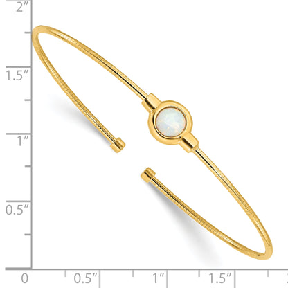 Gold Plated Sterling Silver Polished Opal Cuff Bracelet