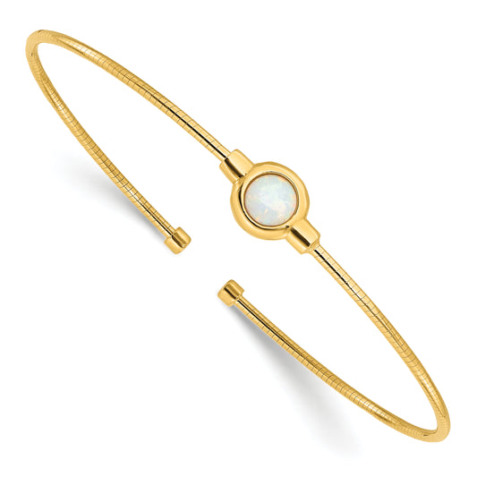 Gold Plated Sterling Silver Polished Opal Cuff Bracelet