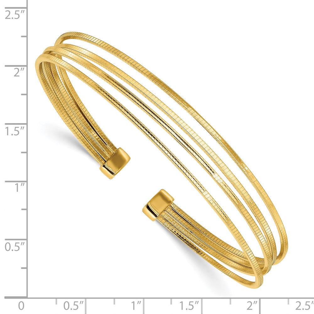 Gold Plated Sterling Silver Polished And Textured Cuff Bracelet