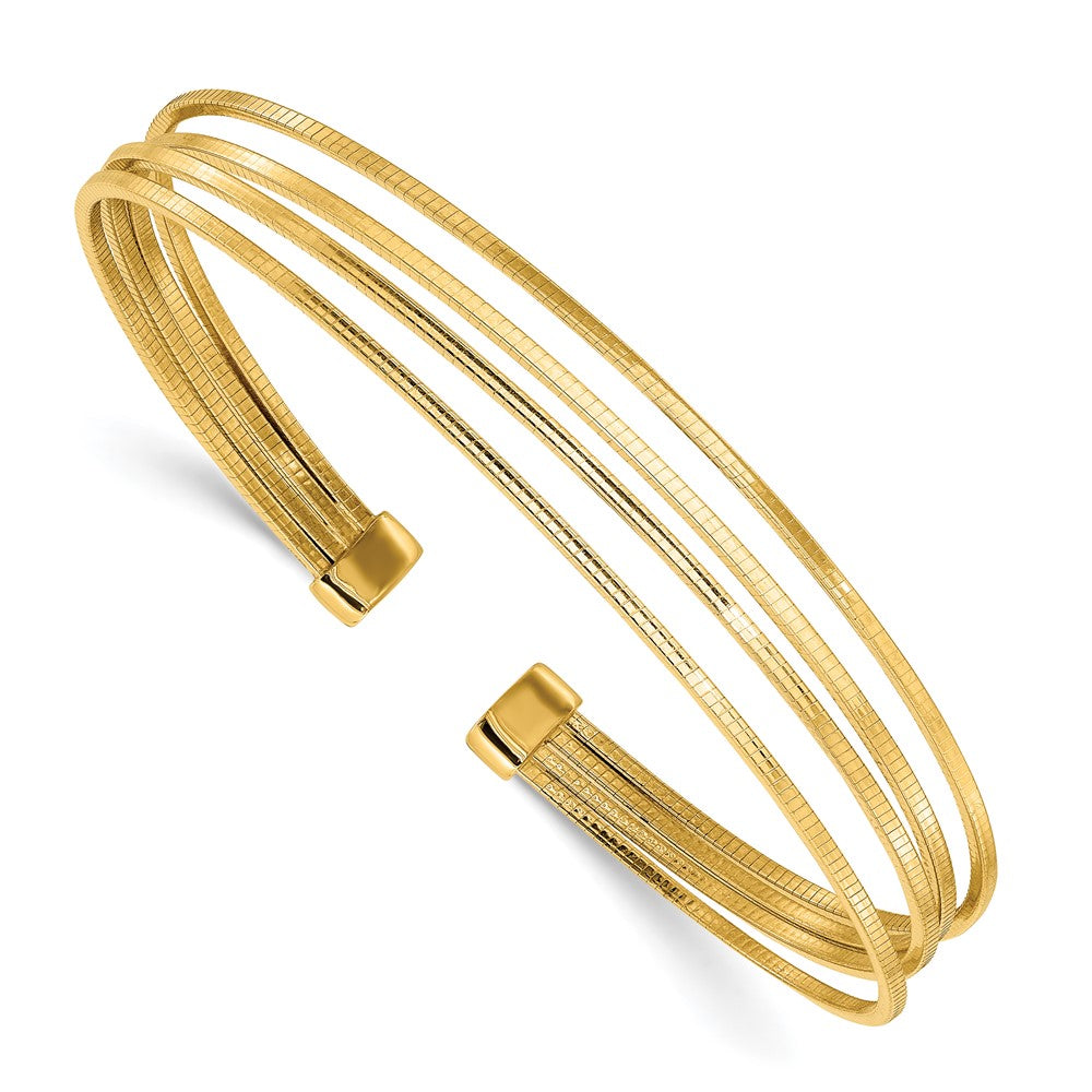 Gold Plated Sterling Silver Polished And Textured Cuff Bracelet