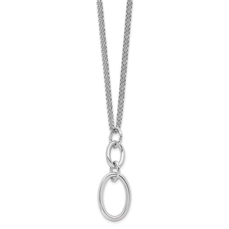 Sterling Silver Rh Plated 2 Strand Oval With 1.5In Ext. Necklace
