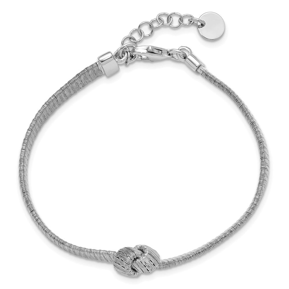 Sterling Silver Rh Plate Texture Wrapped Knot 1In Ext. Bracelet