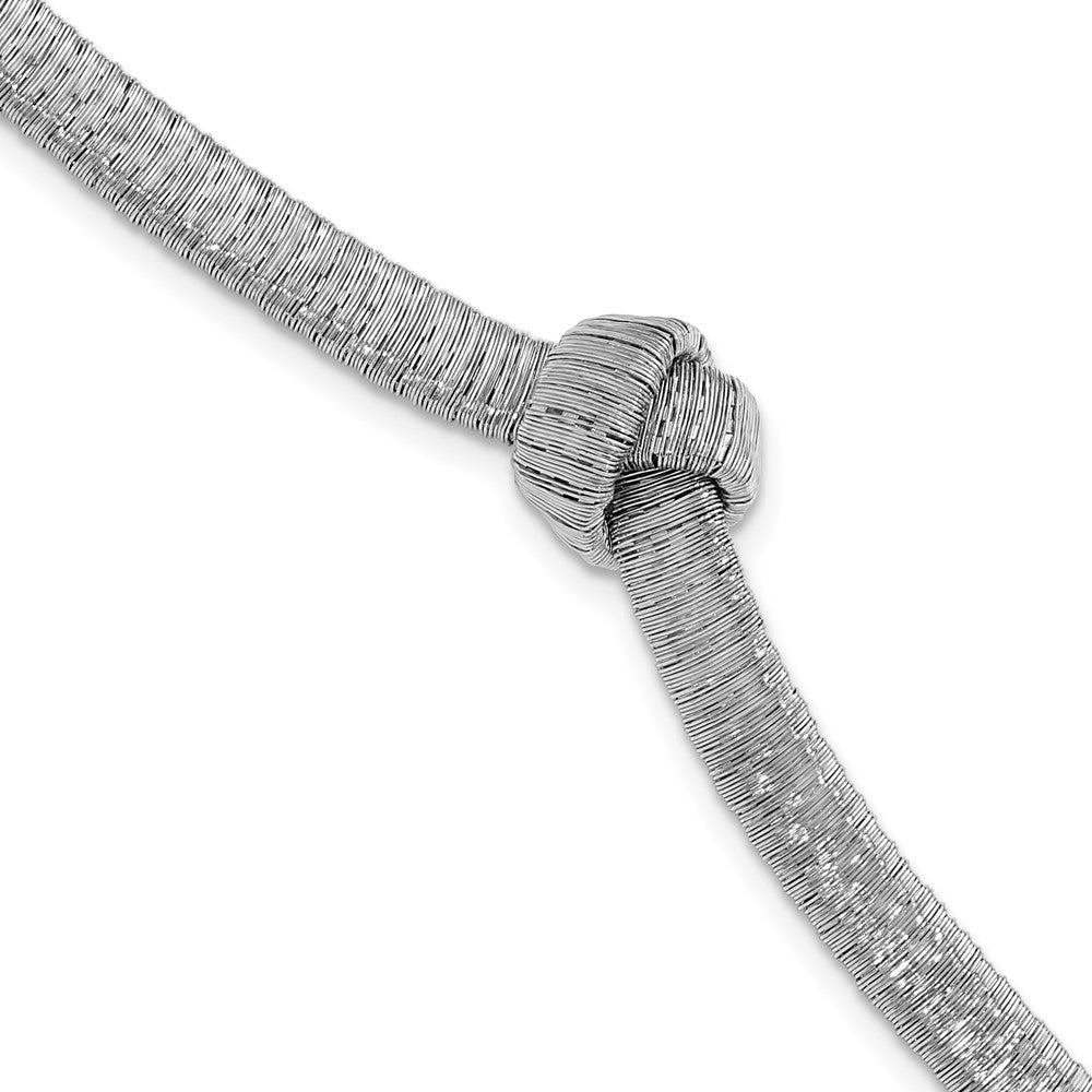 Sterling Silver Rh Plate Texture Wrapped Knot 1In Ext. Bracelet