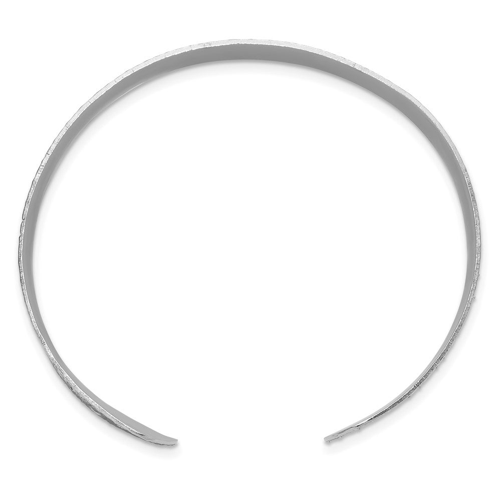 Sterling Silver Rhodium Plated Textured Bangle