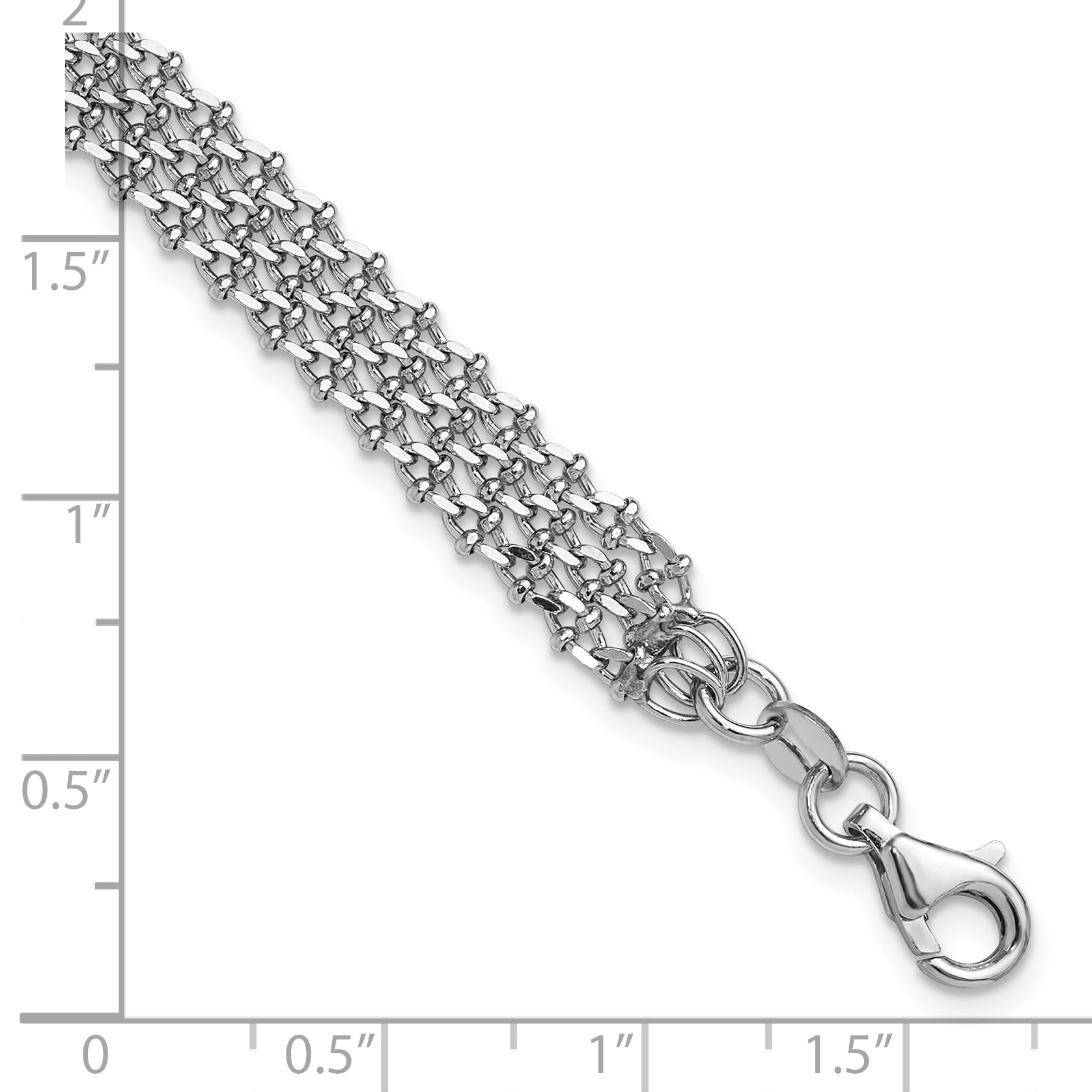 Sterling Silver Rh Plated Polished 3 Strand 1In Ext. Bracelet