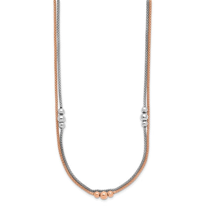 Sterling Silver Rhodium And Rose Tone 1.75In Ext. Necklace