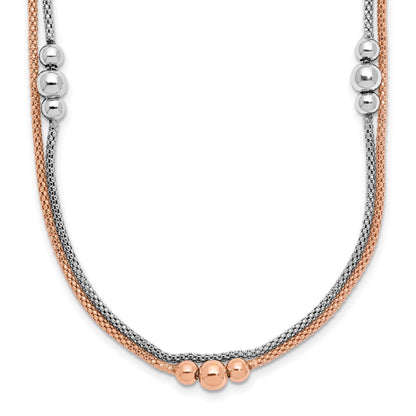 Sterling Silver Rhodium And Rose Tone 1.75In Ext. Necklace
