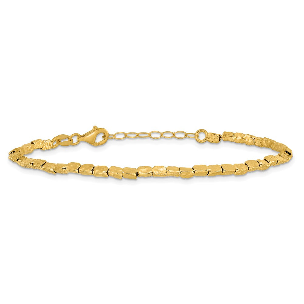 Gold Plated Sterling Silver Polished/Hammered 1In Ext. Bracelet