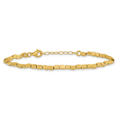 Gold Plated Sterling Silver Polished/Hammered 1In Ext. Bracelet