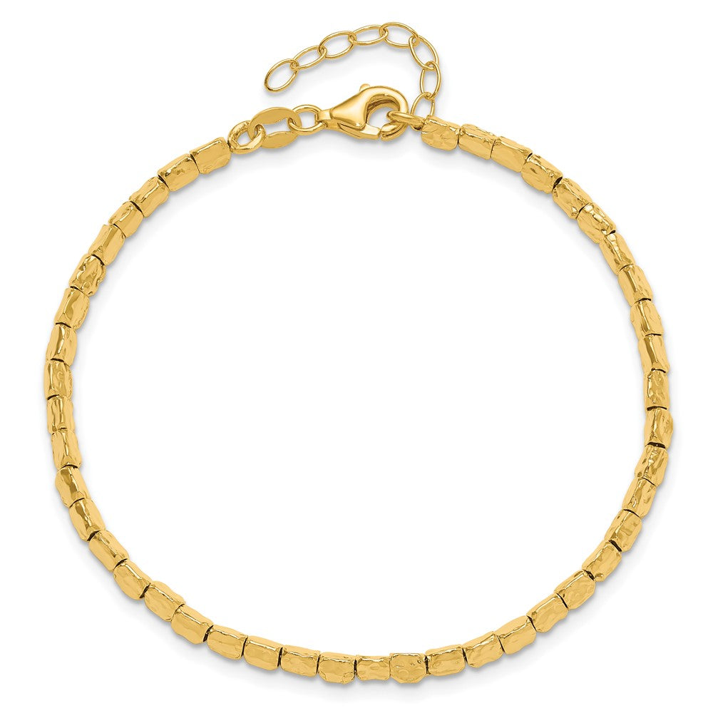 Gold Plated Sterling Silver Polished/Hammered 1In Ext. Bracelet