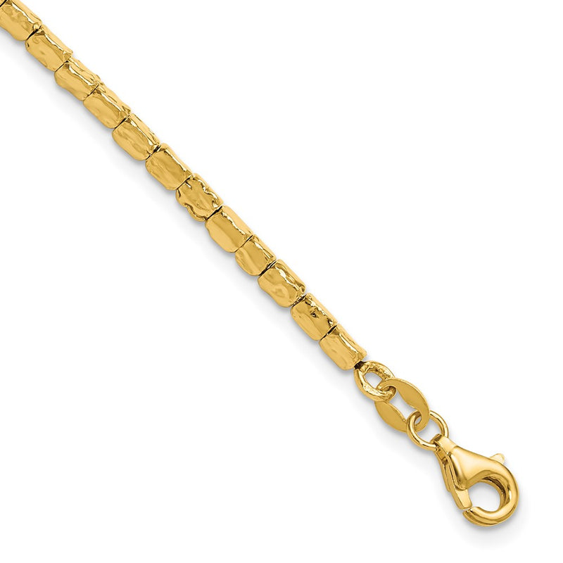 Gold Plated Sterling Silver Polished/Hammered 1In Ext. Bracelet