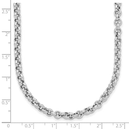 Sterling Silver Rh Plated Fancy Link Necklace