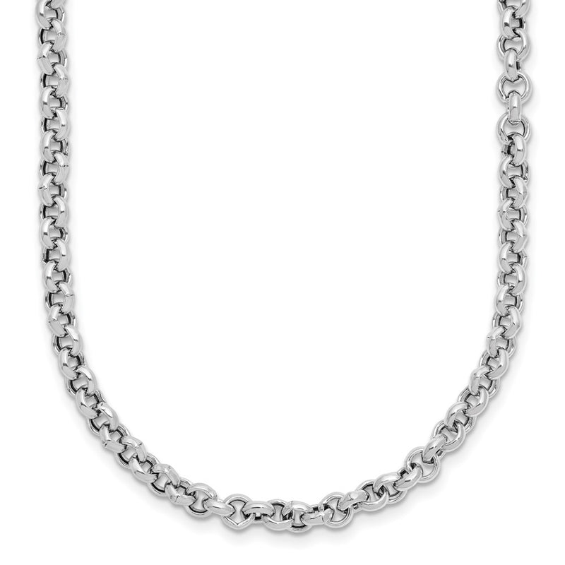 Sterling Silver Rh Plated Fancy Link Chain Necklace