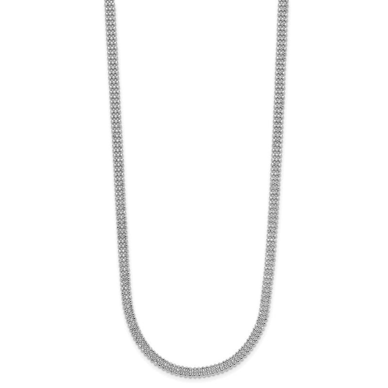 Sterling Silver Rh Plt Polish 3 Strand Beaded 2In Ext. Necklace
