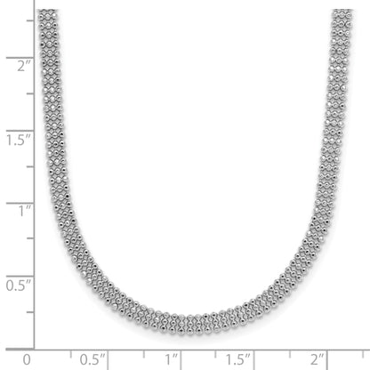 Sterling Silver Rh Plt Polish 3 Strand Beaded 2In Ext. Necklace