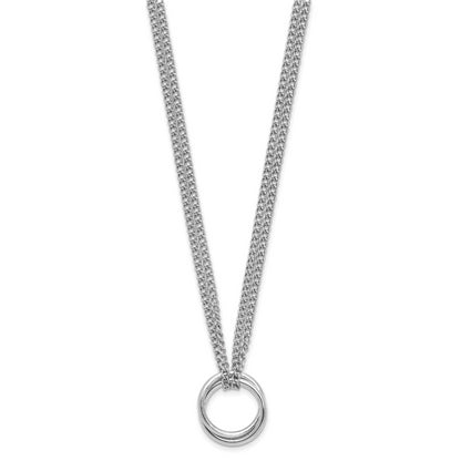 Sterling Silver Rh Plt Multi Strand Circles W/ 2In Ext. Necklace