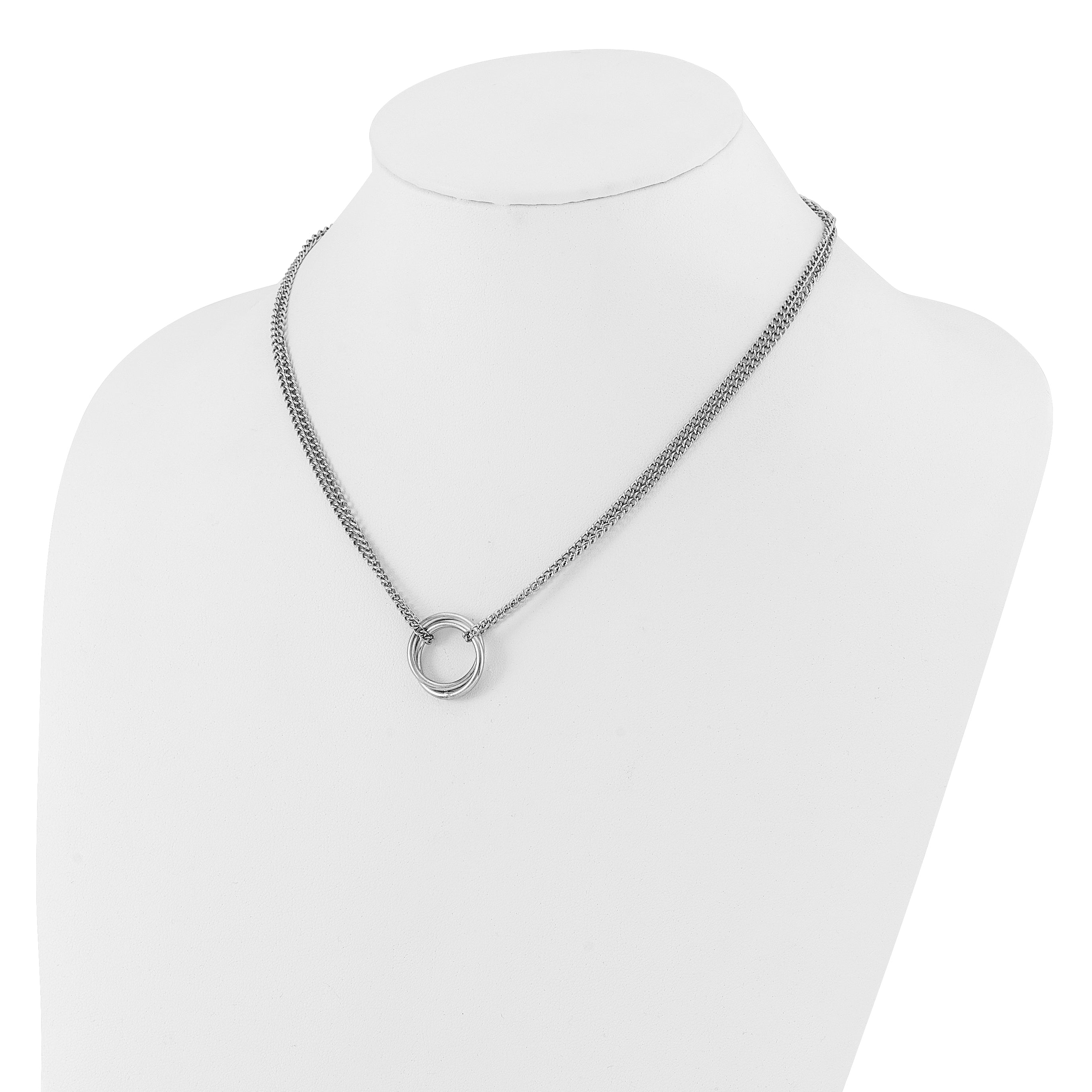 Sterling Silver Rh Plt Multi Strand Circles W/ 2In Ext. Necklace