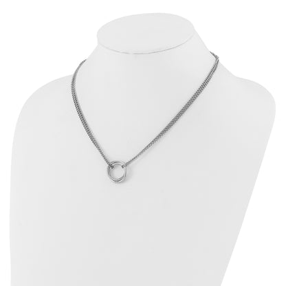 Sterling Silver Rh Plt Multi Strand Circles W/ 2In Ext. Necklace