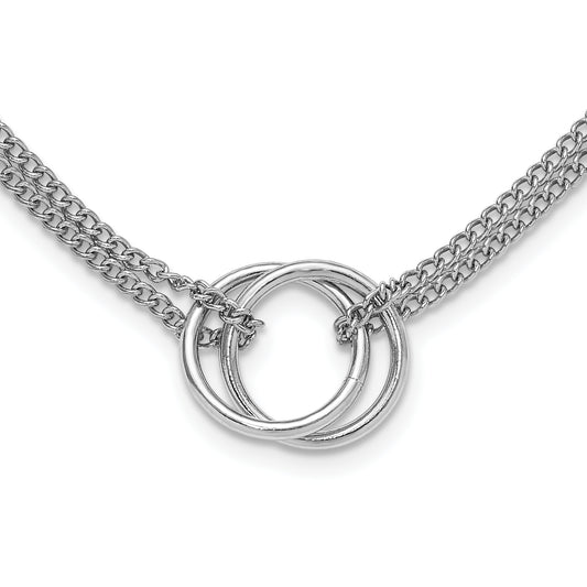 Sterling Silver Rh Plt Multi Strand Circles W/ 2In Ext. Necklace