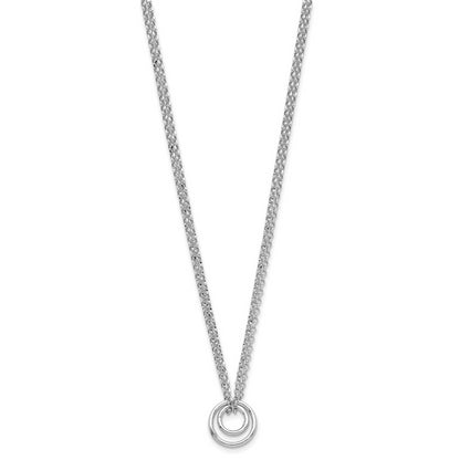 Sterling Silver Rh Plt Polished 2 Strand Circle 2In Ext Necklace