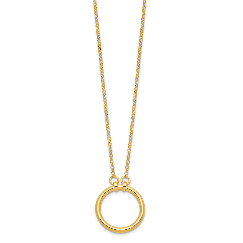 Sterling Silver Gold Tone Polished Circle W/ 2In Ext. Necklace