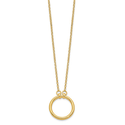 Sterling Silver Gold Tone Polished Circle W/ 2In Ext. Necklace