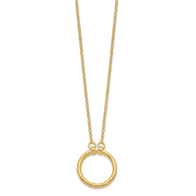 Sterling Silver Gold Tone Polished Circle W/ 2In Ext. Necklace