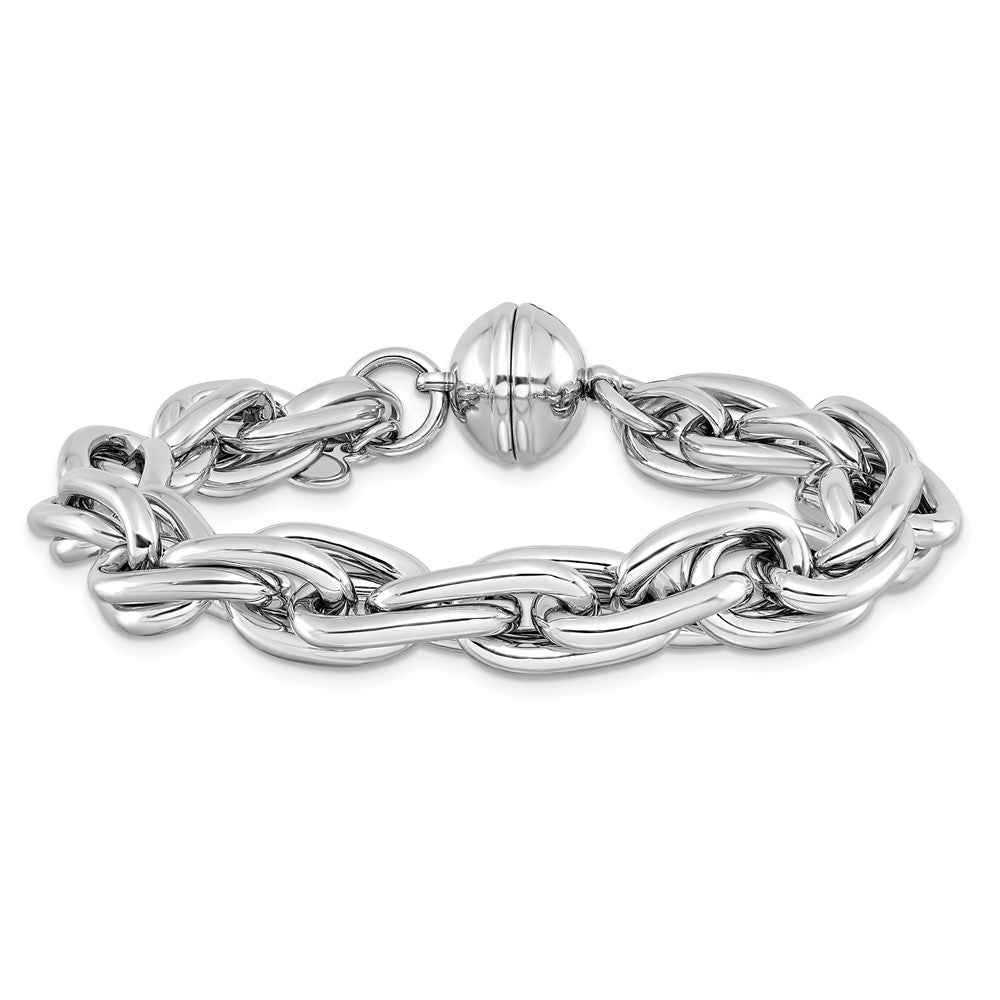 Sterling Silver Rhodium Plated 7.5In Link Bracelet