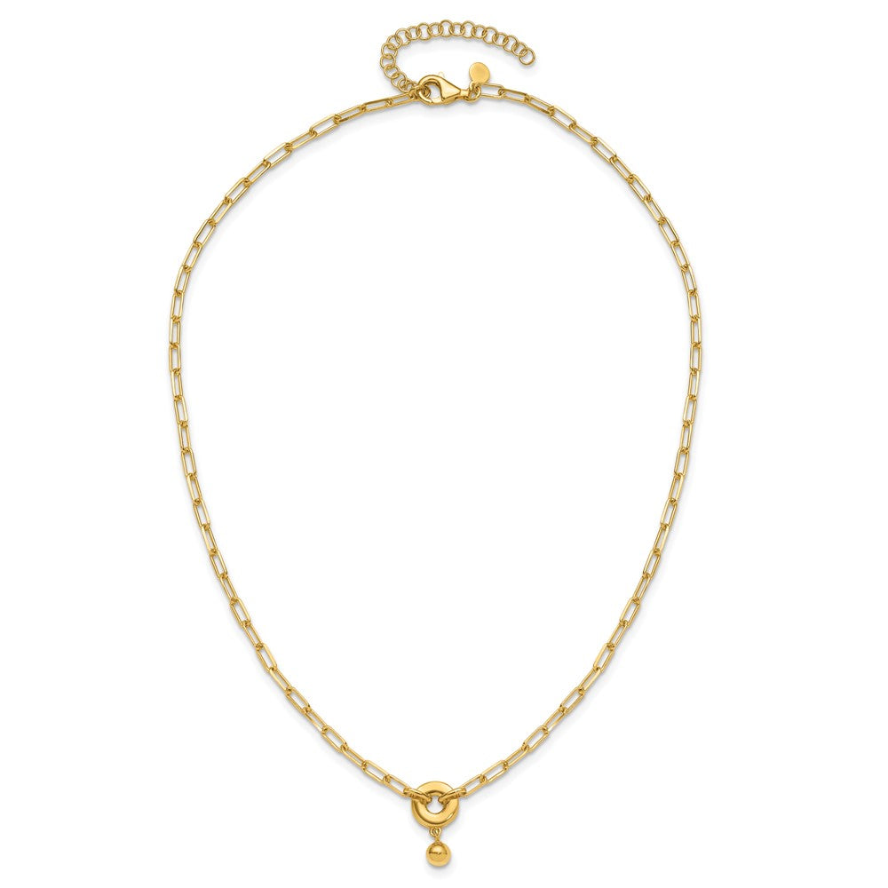Gold Plated Sterling Silver With 2In Ext. Circle Necklace