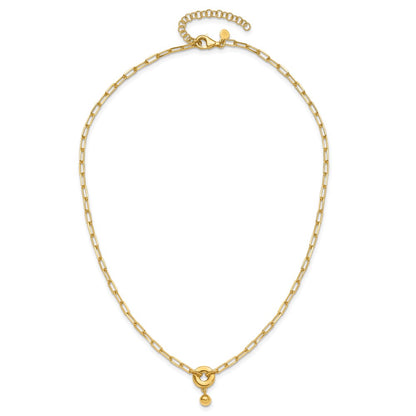 Gold Plated Sterling Silver With 2In Ext. Circle Necklace