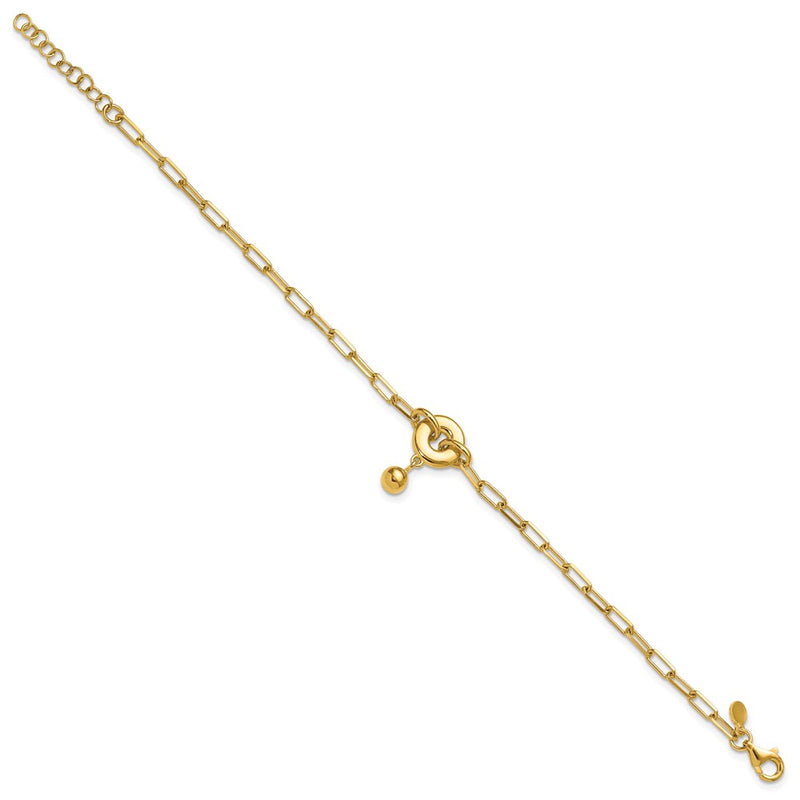 Gold Plated Sterling Silver With 1In Ext. Circle Bracelet