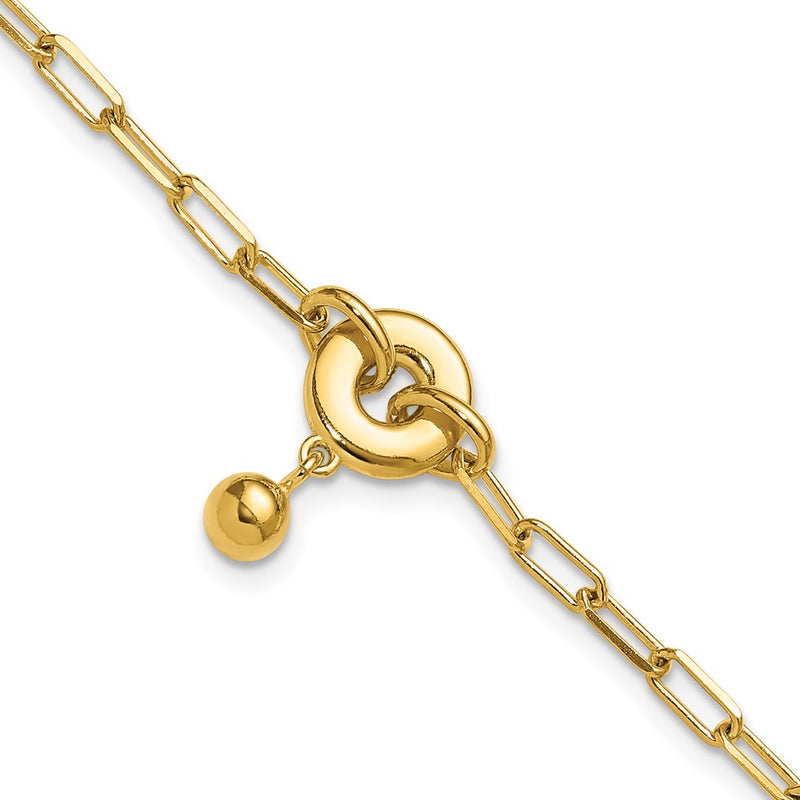 Gold Plated Sterling Silver With 1In Ext. Circle Bracelet
