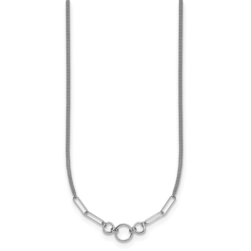 Sterling Silver Rh Plated 2 Strand 1.75In Ext. Fancy Necklace