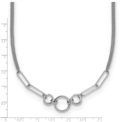 Sterling Silver Rh Plated 2 Strand 1.75In Ext. Fancy Necklace