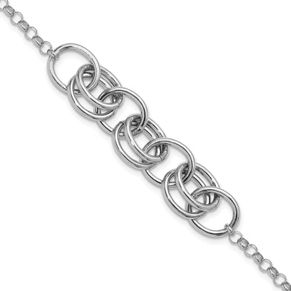 Sterling Silver Rhodium Plated Fancy Link Bracelet