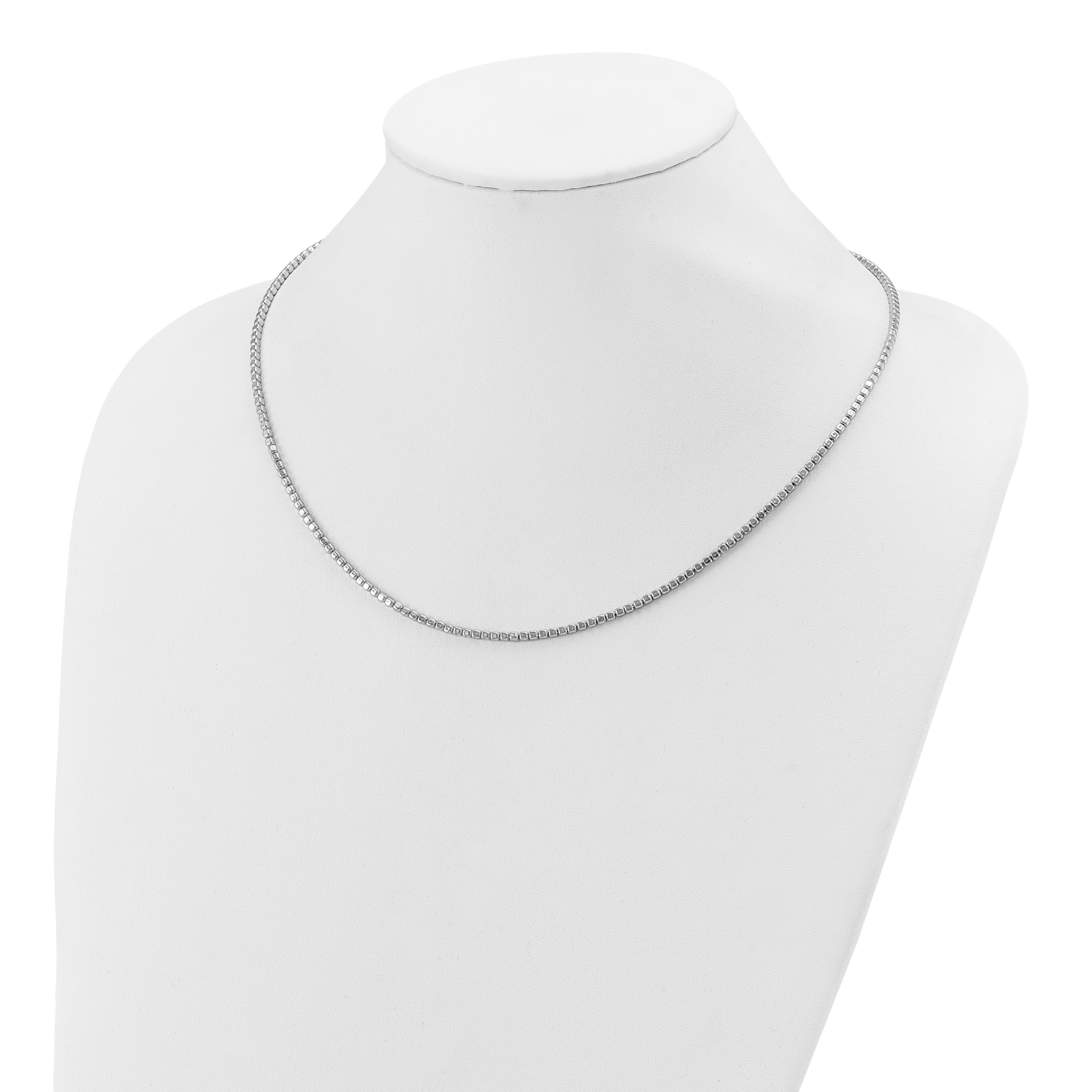 Sterling Silver Rhodium Plated Beaded With 2In Ext. Necklace