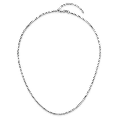 Sterling Silver Rhodium Plated Beaded With 2In Ext. Necklace