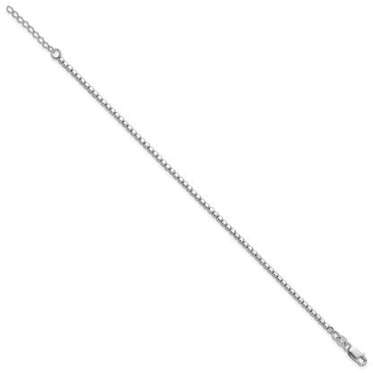 Sterling Silver Rhodium Plated Beaded With 1In Ext. Bracelet
