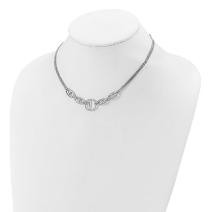 Sterling Silver Rh Plt Polish 2 Strand Fancy 1.75In Ext Necklace