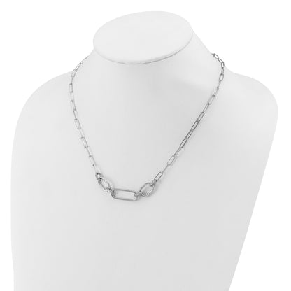 Sterling Silver Rh Plated Polished Cz With 2In Ext. Necklace