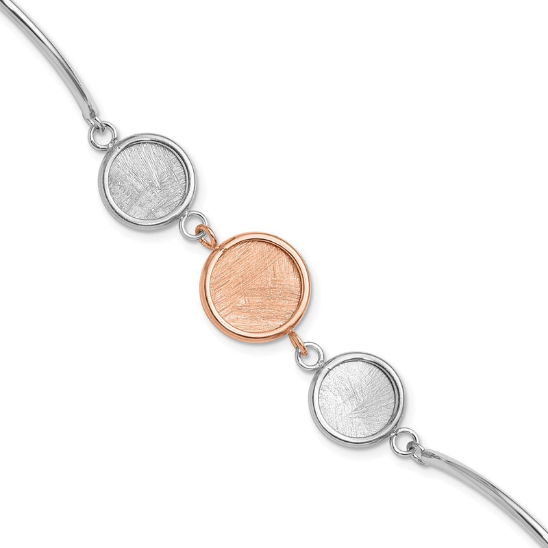 Sterling Silver Ss Rh Plat/Rose Tone Radiant Essence Polished/Scratch Bracelet