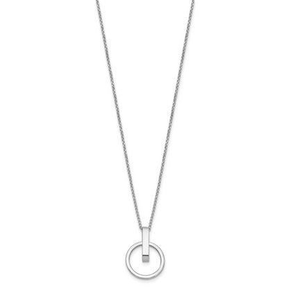 Sterling Silver Rh Plt Polished 2In Ext. Circle Pendant Necklace