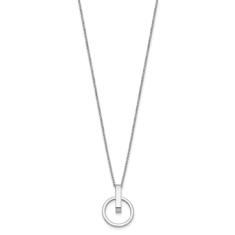 Sterling Silver Rh Plt Polished 2In Ext. Circle Pendant Necklace