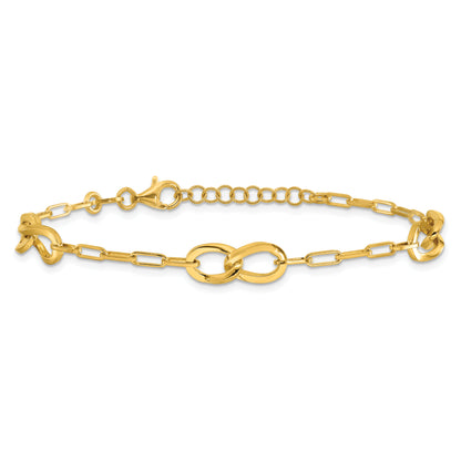 Gold Plated Sterling Silver Fancy Link With 1In Ext. Bracelet