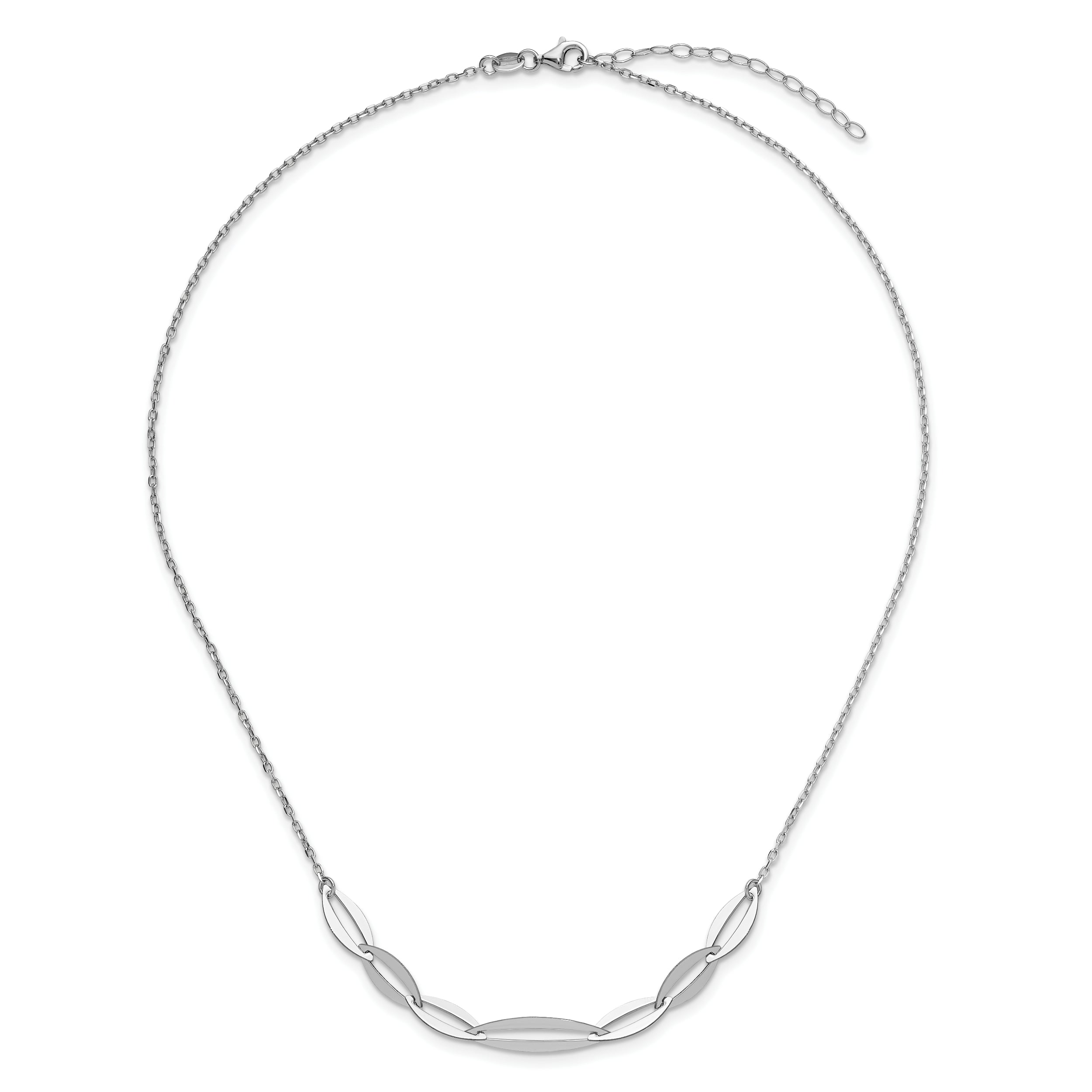 Sterling Silver Rhodium Plated With 1.5In Ext. Necklace