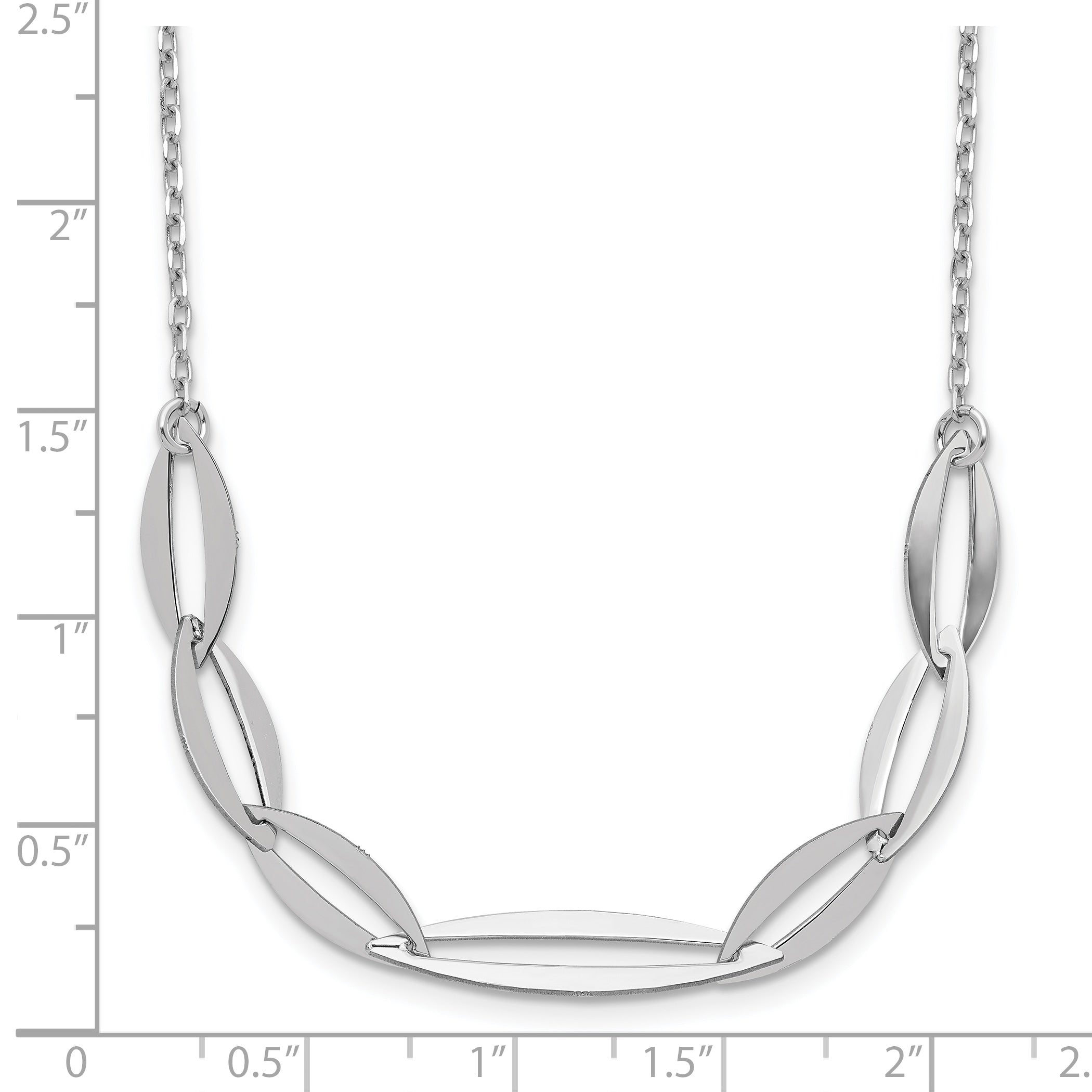 Sterling Silver Rhodium Plated With 1.5In Ext. Necklace