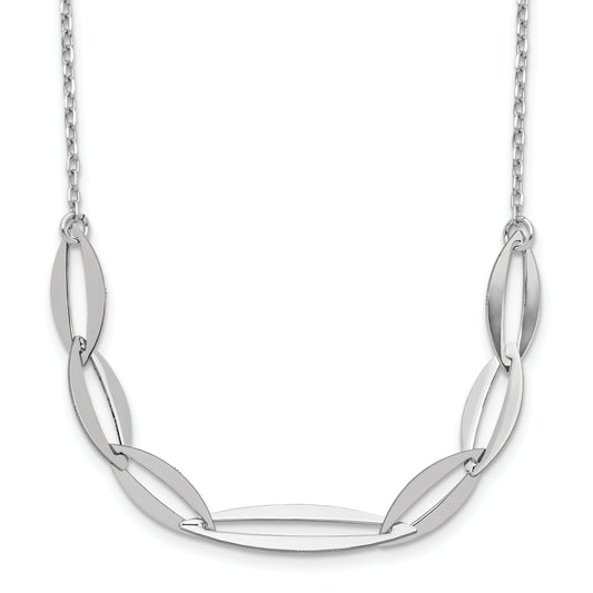 Sterling Silver Rhodium Plated With 1.5In Ext. Necklace