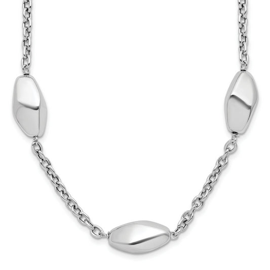 Sterling Silver Rhodium Plated Polished With 1.5In Ext. Necklace